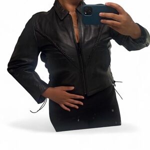 Vintage Real Leather Braided Jacket